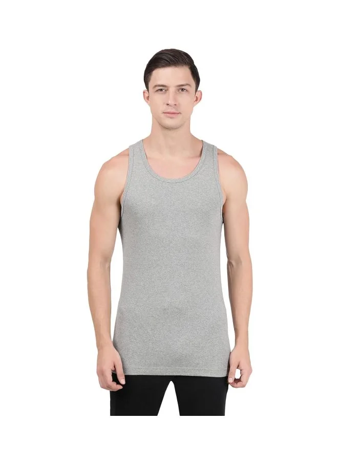 جوكي Jockey FP04 Men Super Combed Cotton Rib Round Neck Sleeveless Vest with Extended Length for Easy Tuck