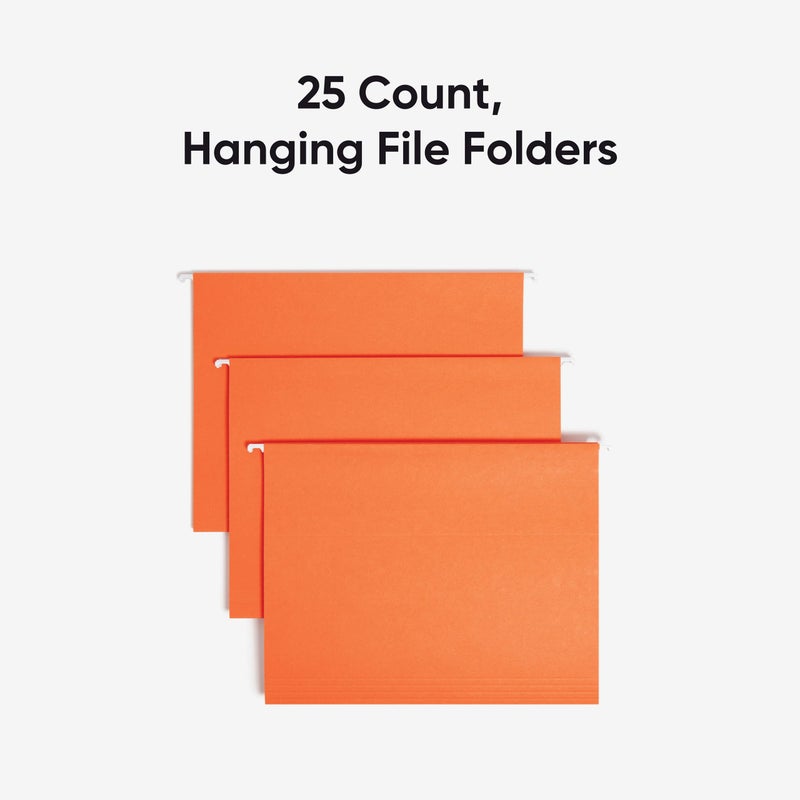 Smead Standard Hanging File Folders, 25 Count, Orange, 1/5-Cut Adjustable Tabs, Letter Size (64065) - Image 3