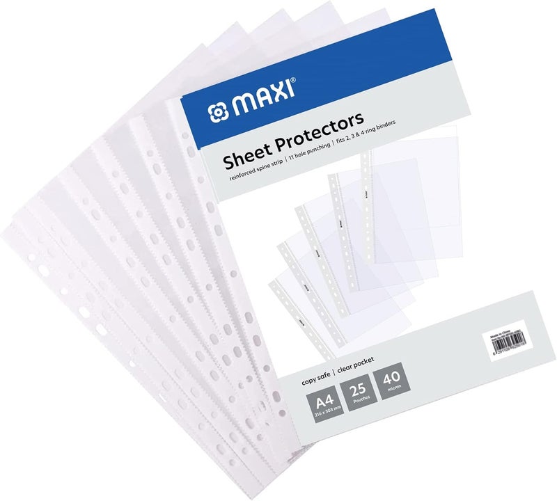 ماكسي Mx-Rp25-40 Micron Poly Sheet Protector 25 Pieces, A4 Size, 25 Pieces - Image 1