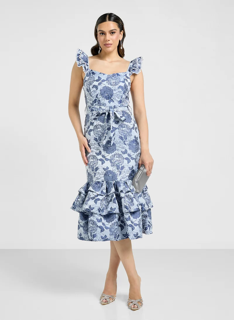 Just Me Floral Ruffle Dress