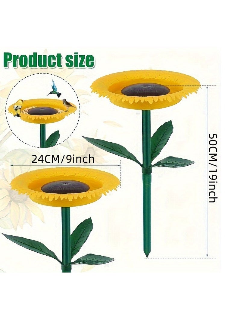 general Sunflower Bird Outdoor Feeder, Small Bath, Bath Feeders Bowl, Flower Shape Feeding Tray, Garden Decor Stake, Wild Watcher, Gifts for Lovers (2 Pack) - Image 1