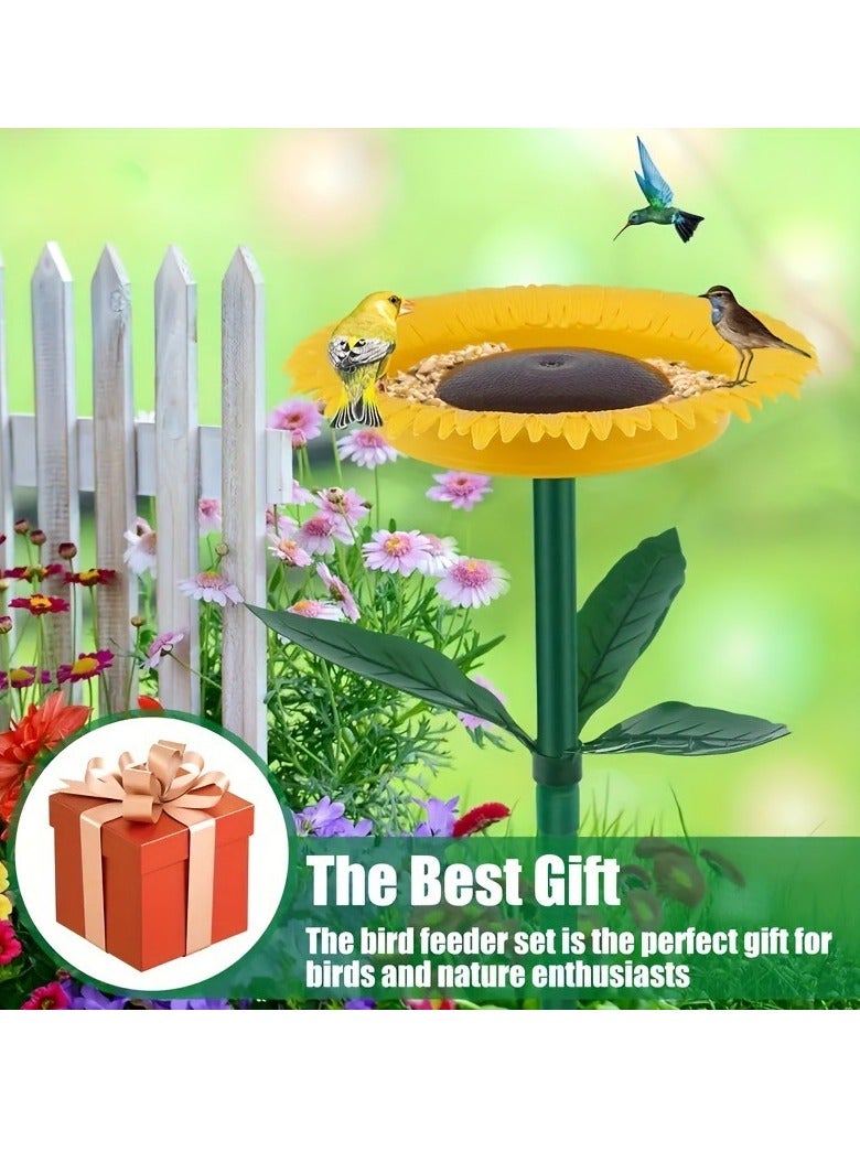 general Sunflower Bird Outdoor Feeder, Small Bath, Bath Feeders Bowl, Flower Shape Feeding Tray, Garden Decor Stake, Wild Watcher, Gifts for Lovers (2 Pack) - Image 3