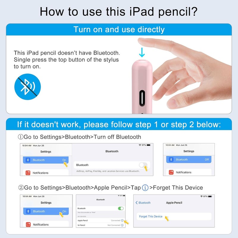 DIGIROOT Stylus Pen for iPad, 13 mins Fast Charging Apple iPad Pencil with Palm Rejection, Compatible with 2018-2022 iPad Air 3/4/5, iPad Mini 5/6, iPad 6/7/8/9/10, iPad Pro 11", iPad Pro 12.9" (Pink) - Image 5