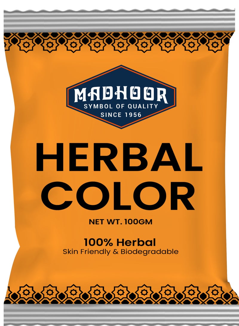 Madhoor Herbal Holi Colour Orange 100 Gm - Image 1