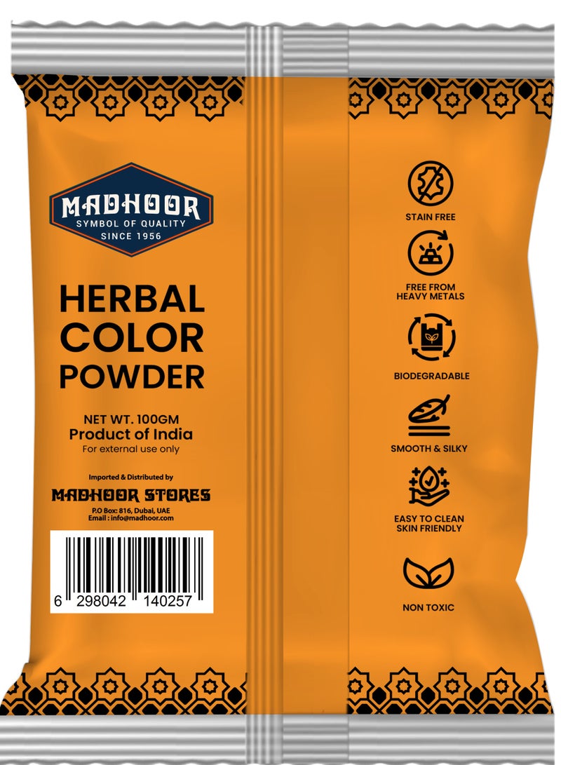 Madhoor Herbal Holi Colour Orange 100 Gm - Image 2