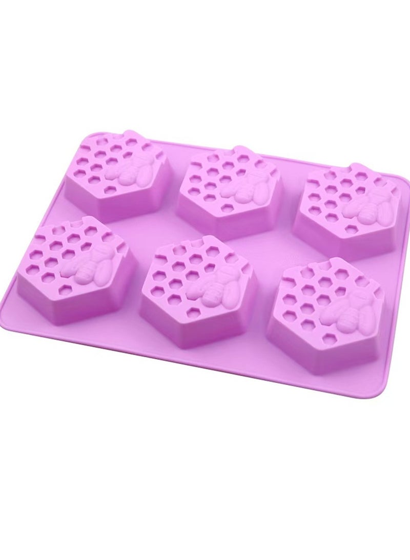 قوالب سيليكون لصنع الصابون اليدوي ثلاثي الأبعاد 6 قوالب على شكل خلية نحل قوالب صابون يدوي DIY قوالب صابون منزلية قوالب كعك DIY - Image 3