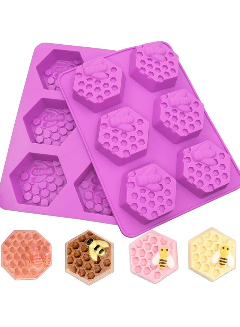 قوالب سيليكون لصنع الصابون اليدوي ثلاثي الأبعاد 6 قوالب على شكل خلية نحل قوالب صابون يدوي DIY قوالب صابون منزلية قوالب كعك DIY - Image 4