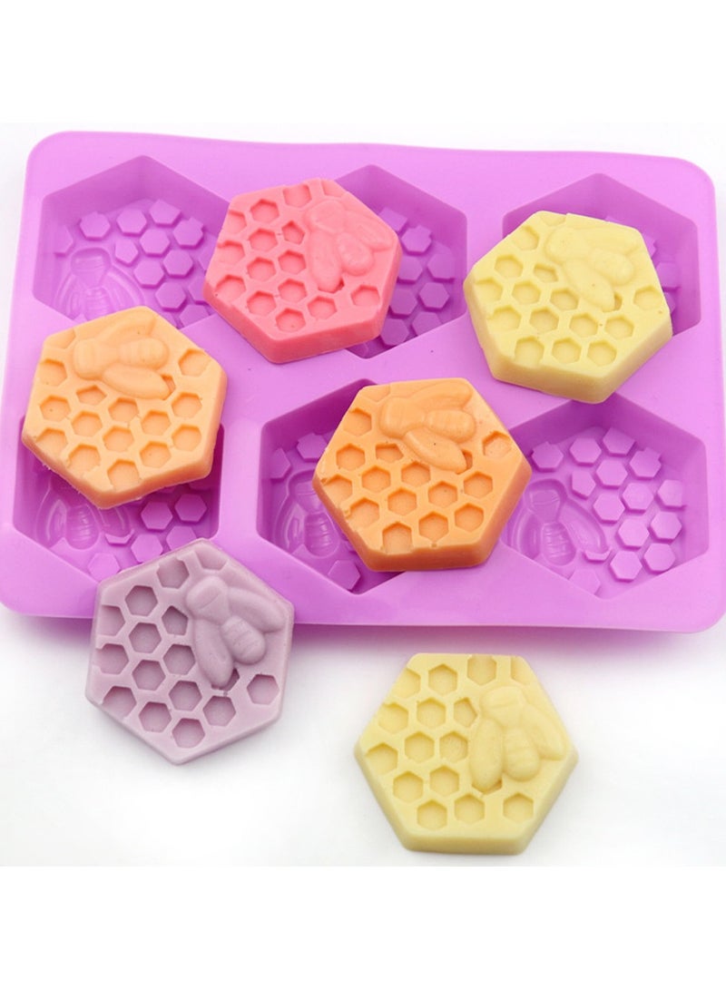 قوالب سيليكون لصنع الصابون اليدوي ثلاثي الأبعاد 6 قوالب على شكل خلية نحل قوالب صابون يدوي DIY قوالب صابون منزلية قوالب كعك DIY - Image 5