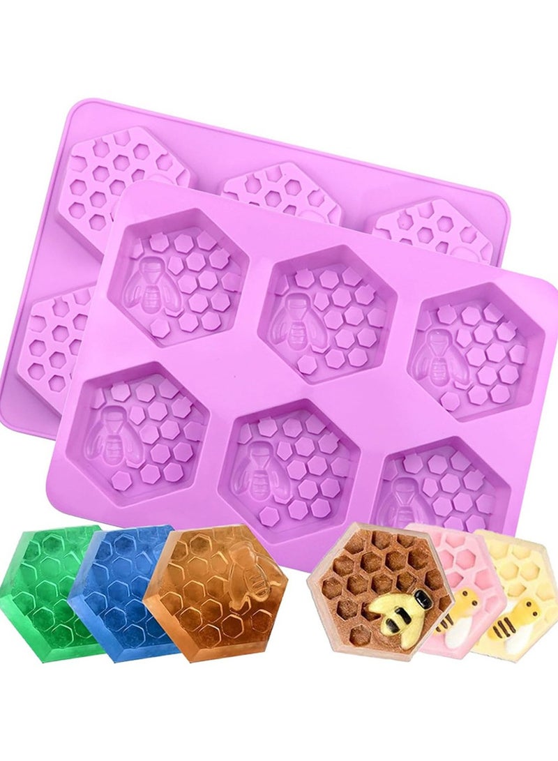 قوالب سيليكون لصنع الصابون اليدوي ثلاثي الأبعاد 6 قوالب على شكل خلية نحل قوالب صابون يدوي DIY قوالب صابون منزلية قوالب كعك DIY - Image 1