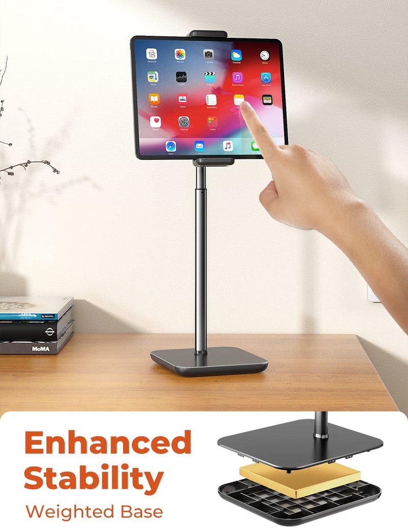 proffisy Tablet Stand 21" Height Adjustable iPad Stand for Table 360 Degree Rotation Heavy Duty Aluminum Flexible Tablet Holder for iPad Pro Air Mini Samsung Lenovo Tab Xiaomi Pad Cellphone,Black - Image 3