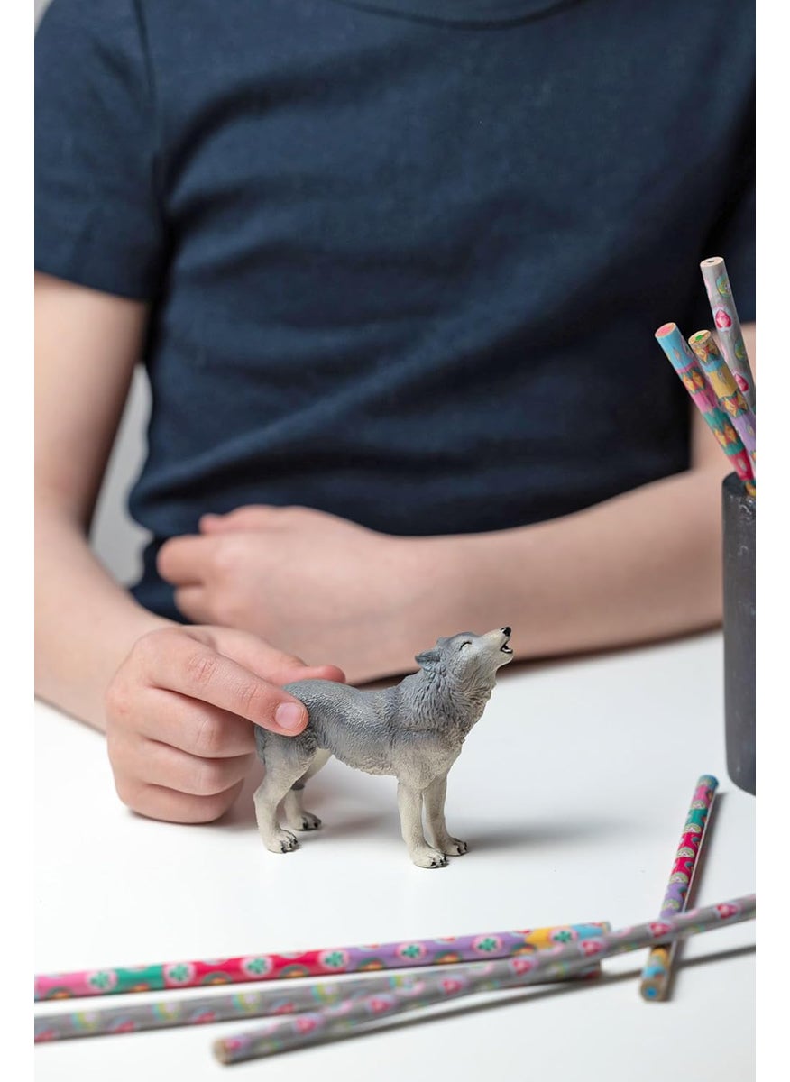 Papo Papo HandPainted  Figurine Wild Animal Kingdom  Howling Wolf 50171 Collectible  for Children  Suitable for Boys and Girls from 3 Years Old  - Image 2