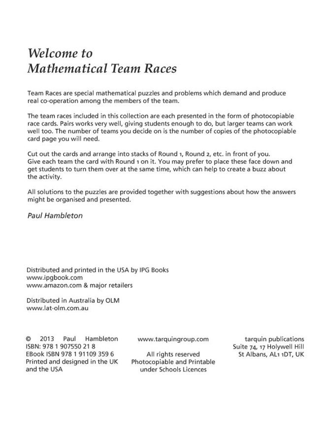 Mathematical Team Races: 17 Exciting Activities for Ages 13-16  - Image 4