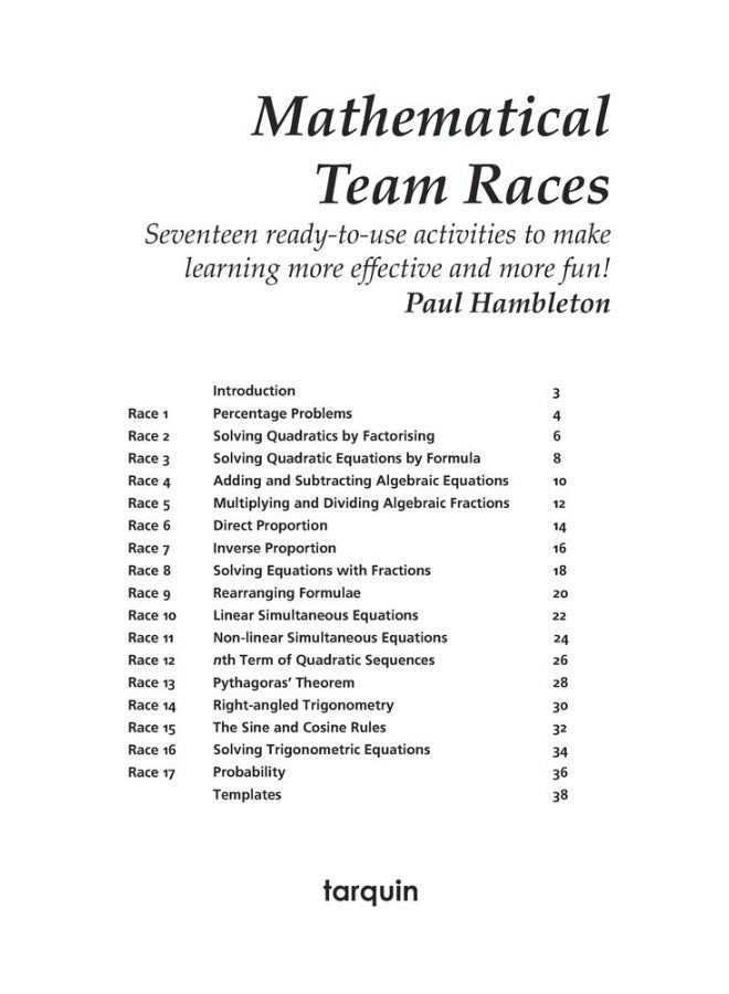 Mathematical Team Races: 17 Exciting Activities for Ages 13-16  - Image 3