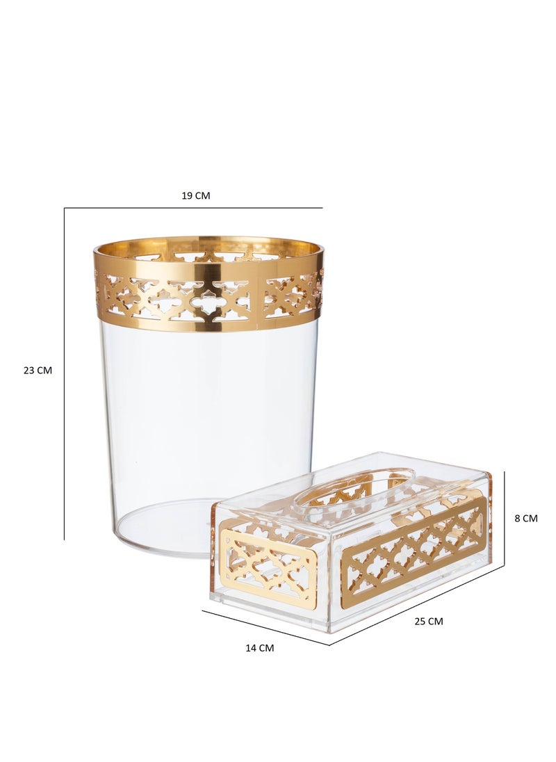 Dania - Gold trash can and tissue box set - Image 1