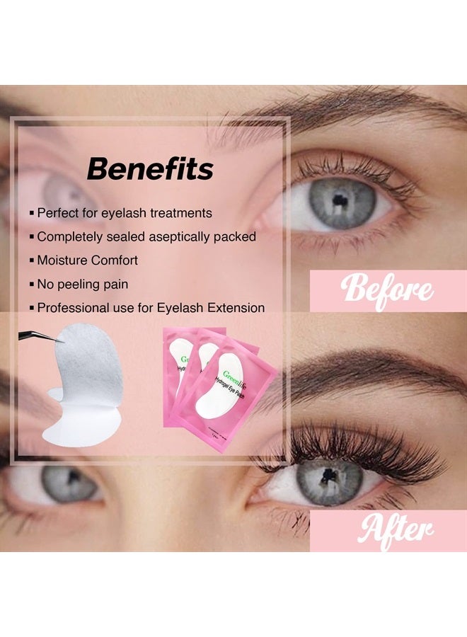 GreenLife 100% Naturel Eyelash Extension Under Eye Gel Pads patches kit Collagen with Aloe Vera Hydrogel Eye Patches set for Eyelash Extension Supplies Tools - 400 pairs - Image 2