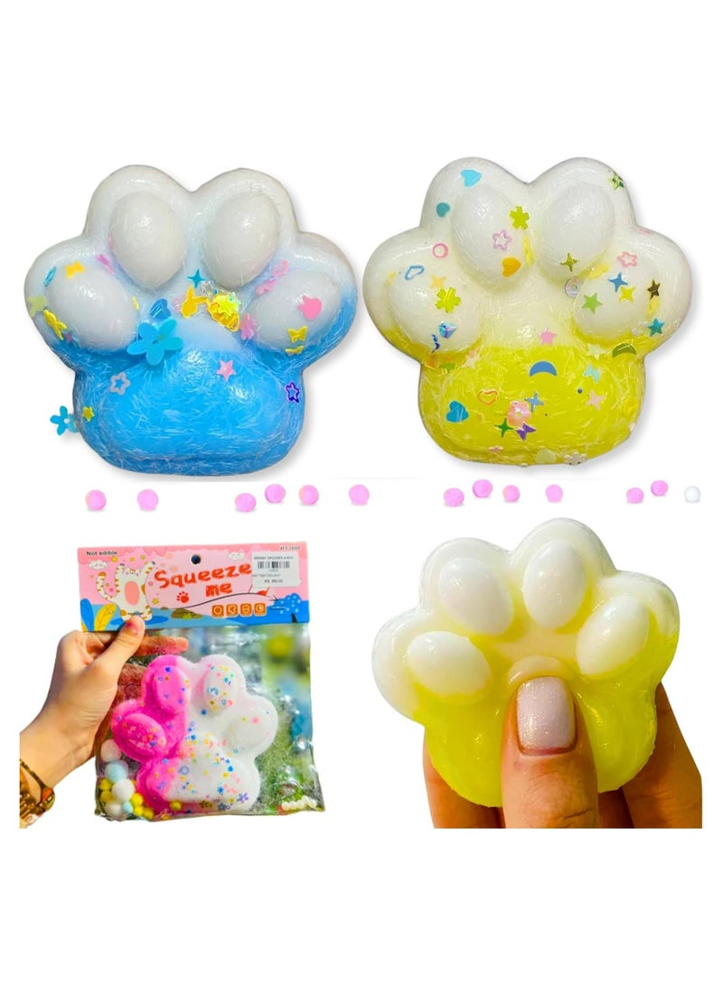 قطعتان كبيرتان الحجم من لعبة مخلب القطة الإسفنجية مع 10 كرات صغيرة منفوشة، لعبة فيدجيت ناعمة لتخفيف التوتر، لعبة حسية لطيفة للأطفال والمراهقين والبالغين، هدية عيد ميلاد، ممتعة محمولة - Image 1