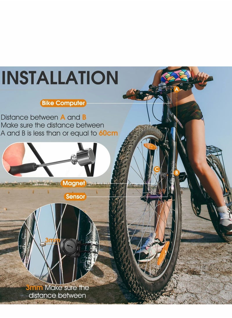 SYOSI - Bike Computer with Solar Energy Bicycle Speedometer and Odometer Wireless Waterproof Cycling Computer LCD Backlight Automatic Wake-up & Multi-Functions - Image 1