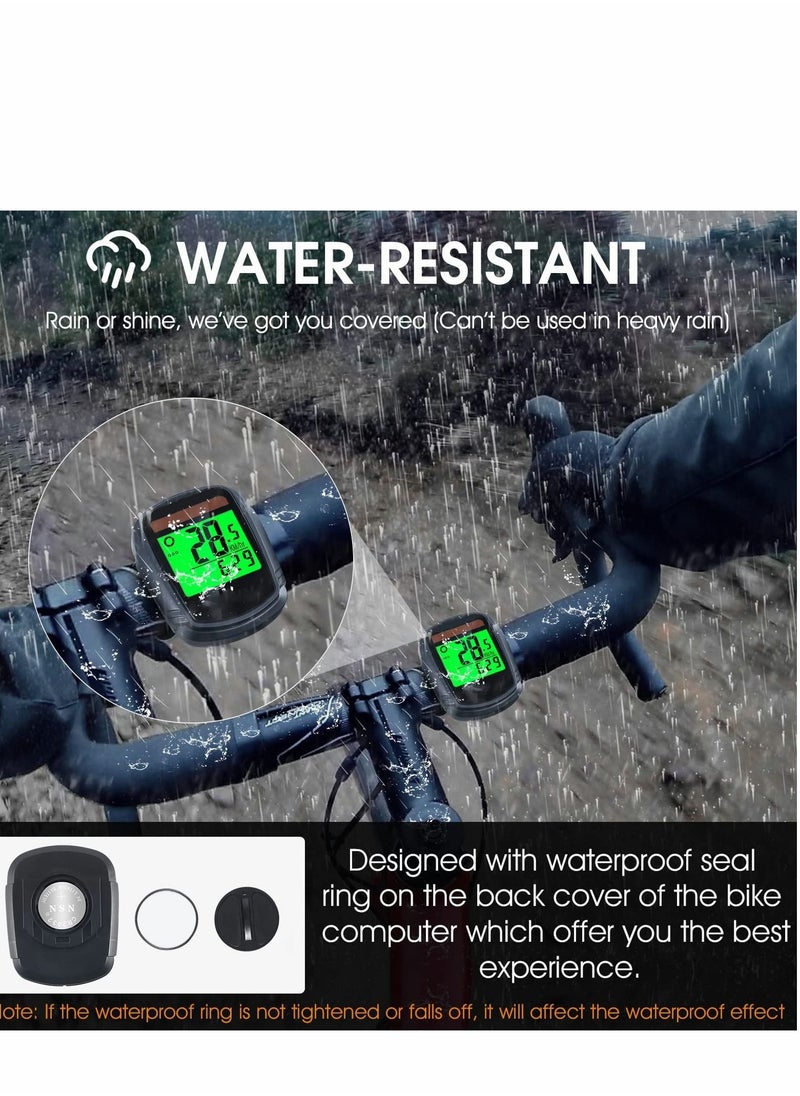 SYOSI - Bike Computer with Solar Energy Bicycle Speedometer and Odometer Wireless Waterproof Cycling Computer LCD Backlight Automatic Wake-up & Multi-Functions - Image 1