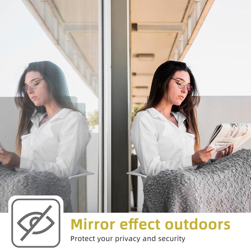 WPCTEV Window Privacy Film One Way Daytime Mirror Tint Treatments UV Heat Control Vinyl Stickers Sun Block Glass Paper Door Covering Reflective (Light Blue Silver, 17.5 Inch x 6.5 Feet) - Image 5