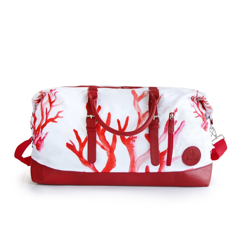 Anemoss Travel Duffel Bag, 50L Large Capacity, Oxford Polyster Blend Luggage Bag, Travel Bag with Zipper and Pockets, Duffel Bag for Gym Sports Fitness, Travel Hand Luggage Bags, Coral Design Tote Bag - Image 1