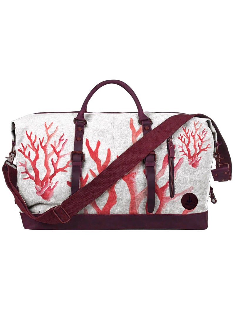Anemoss Travel Duffel Bag, 50L Large Capacity, Oxford Polyster Blend Luggage Bag, Travel Bag with Zipper and Pockets, Duffel Bag for Gym Sports Fitness, Travel Hand Luggage Bags, Coral Design Tote Bag  - Image 1