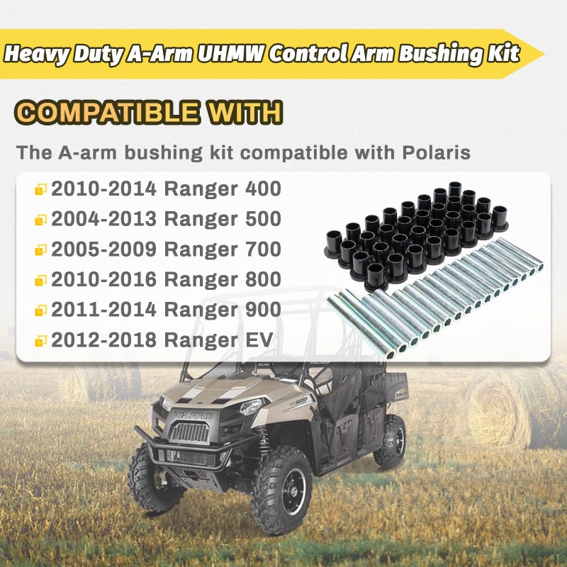 Qagea Heavy Duty A-Arm UHMW Control Arm Bushing Kit Replacement for Polaris Ranger 400 500 700 800 900 EV, Replace AAB-P-RAN-K1-003 CT-01 - Image 2