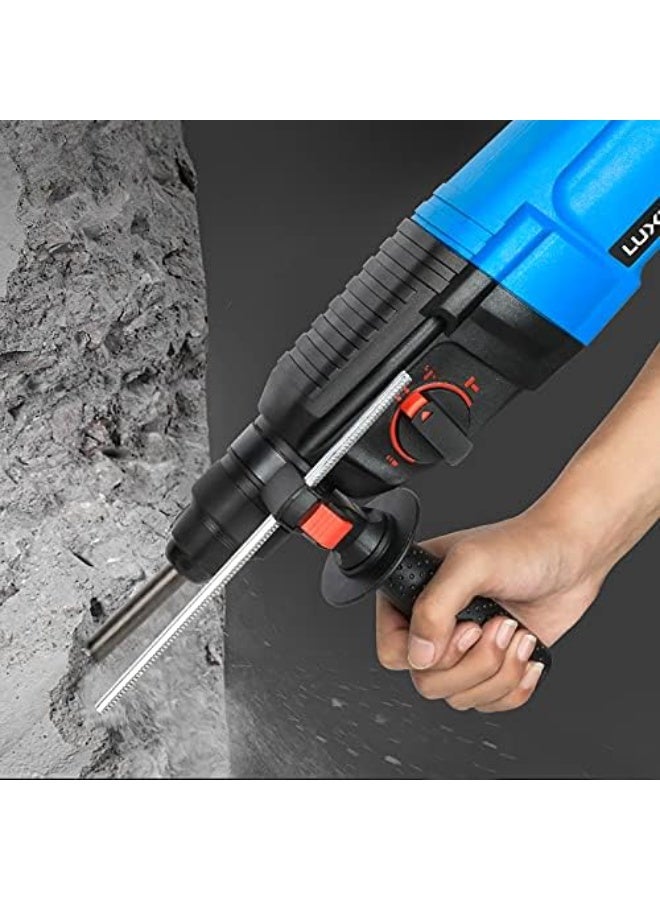 بريمو بلس مثقاب كهربائي دوار 220 فولت 1400 واط بـ3 وظائف مع صندوق و5 قطع من المثقاب الكهربائي - مطرقة دوارة كهربائية ، أداة حفر الخرسانة SDS بلس-  1100 دورة في الدقيقة 26 مم مع أجزاء مجانية - Image 5