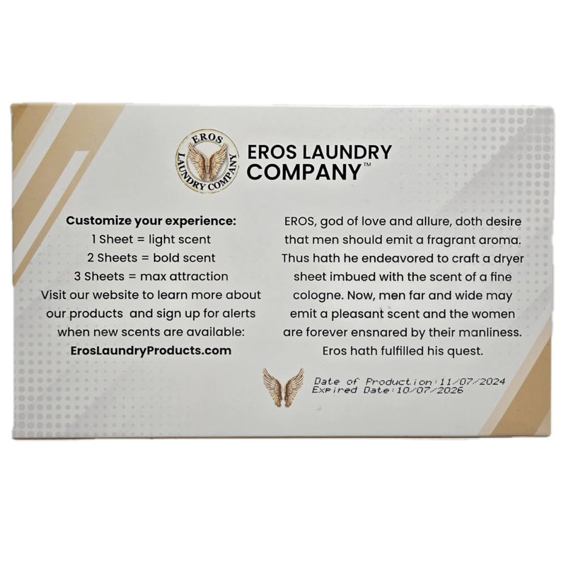 Eros Laundry Company Premium Dryer Sheets, Cologne Infused, Primal Scent, 120 Sheets - Image 3