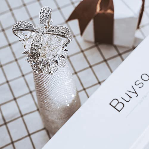 Buyso Bling Water Bottle Rhinestone Diamond Water Bottle Reusable Insulated Stainless Steel Bling Premium Aesthetic Gift (Princess, silver) - Image 2