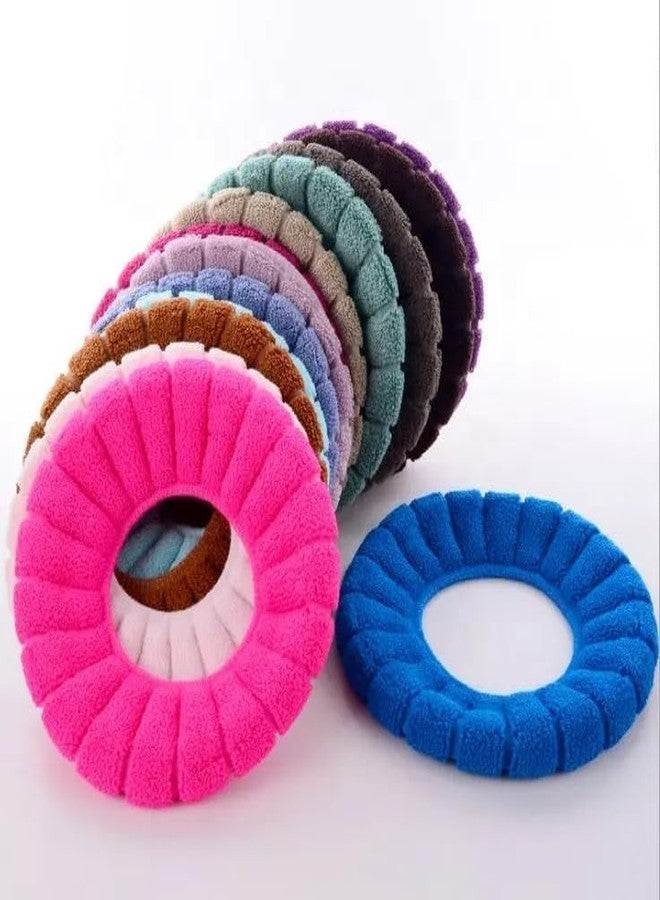 HEVIR Washable Soft Warmer Toilet Seat Cover - Stretchable, Easy Installation, Thicker Cloth Cushion Mat & Lid Cover Pads - Multicolor Bathroom Set - Image 5