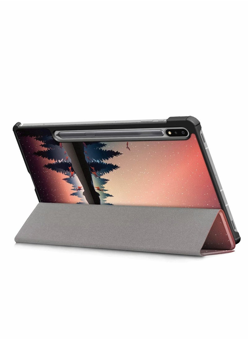 Y&D - For Samsung Galaxy Tab S8/S7 Tablet Cover Slim Lightweight Tri-Fold Stand Case Shell Auto Wake/Sleep Folio (Forest Dusk) - Image 1