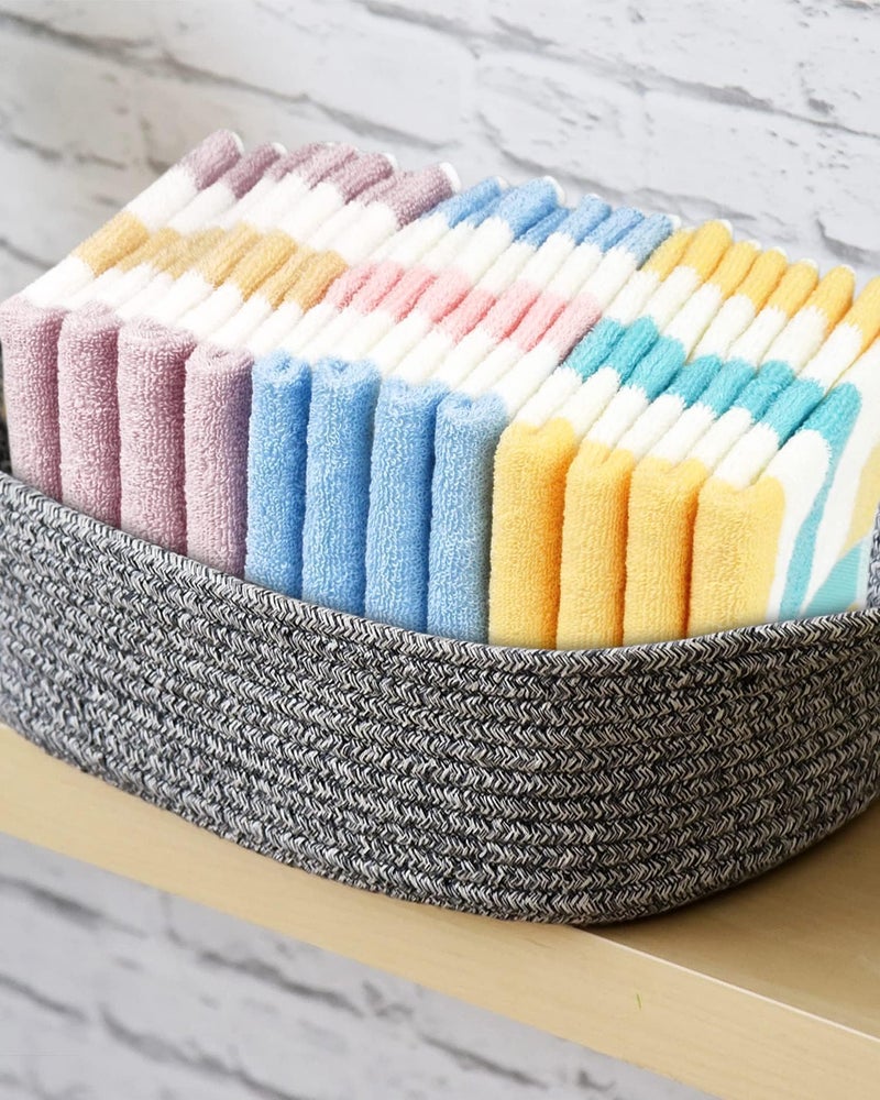 Jacquotha Cotton 12 Pack Striped Washcloths, 13 x 13 Inches, 3 Colors - Face and Body Cleansing Towels - Image 4