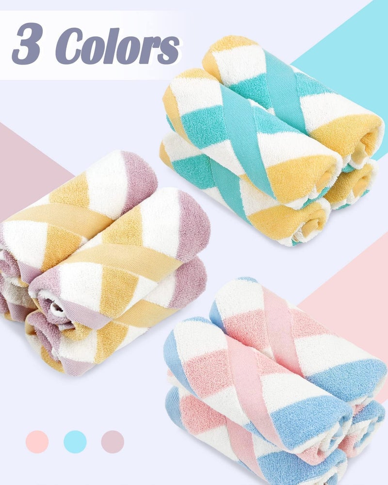 Jacquotha Cotton 12 Pack Striped Washcloths, 13 x 13 Inches, 3 Colors - Face and Body Cleansing Towels - Image 2