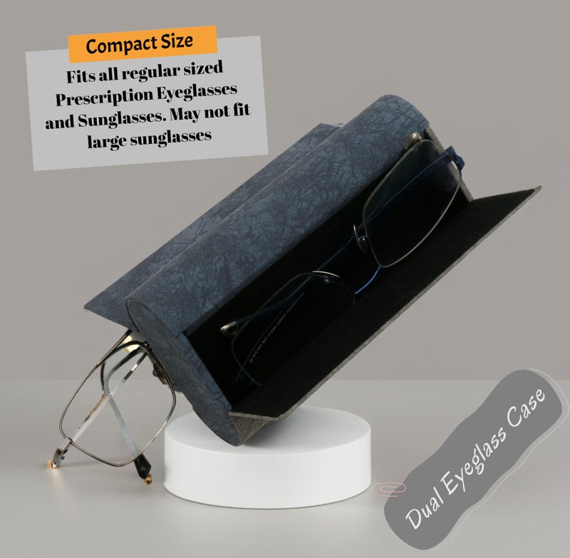 Styzere Dual 2 in 1 Eyeglass Spectacles Case for Men and Women, Grey & Blue - Image 2