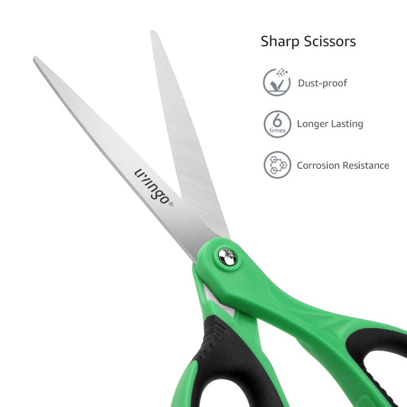 LIVINGO 3 Pack Sharp Scissors, 8.5 inch Comfort Grip Scissors All Purpose for Office, Stainless Steel Shears for Home Heavy Duty Cutting Fabric Sewing, Paper, School Crafting DIY - Image 3
