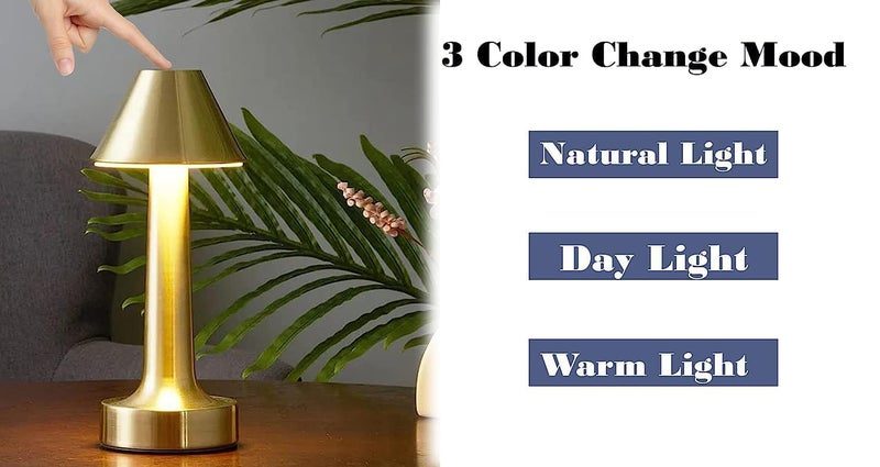 EVERMALL Portable LED Table Lamp3 Color Touch Sensor Rechargeable Desk Lamp3Levels Brightness Room Decor Table LampBedside LampNight Light for Kids NurseryDining Room Lamp - Image 2