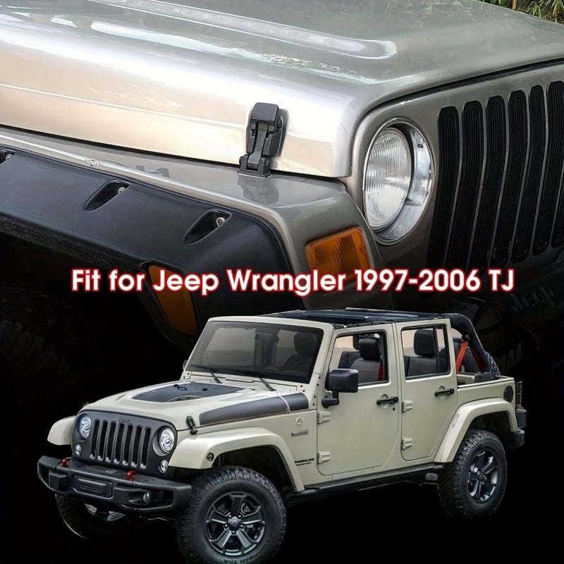 Pair Black Hood Lock Compatible With 1997 2006 Jeep Wrangler TJ Aftermarket Replacement - Image 3
