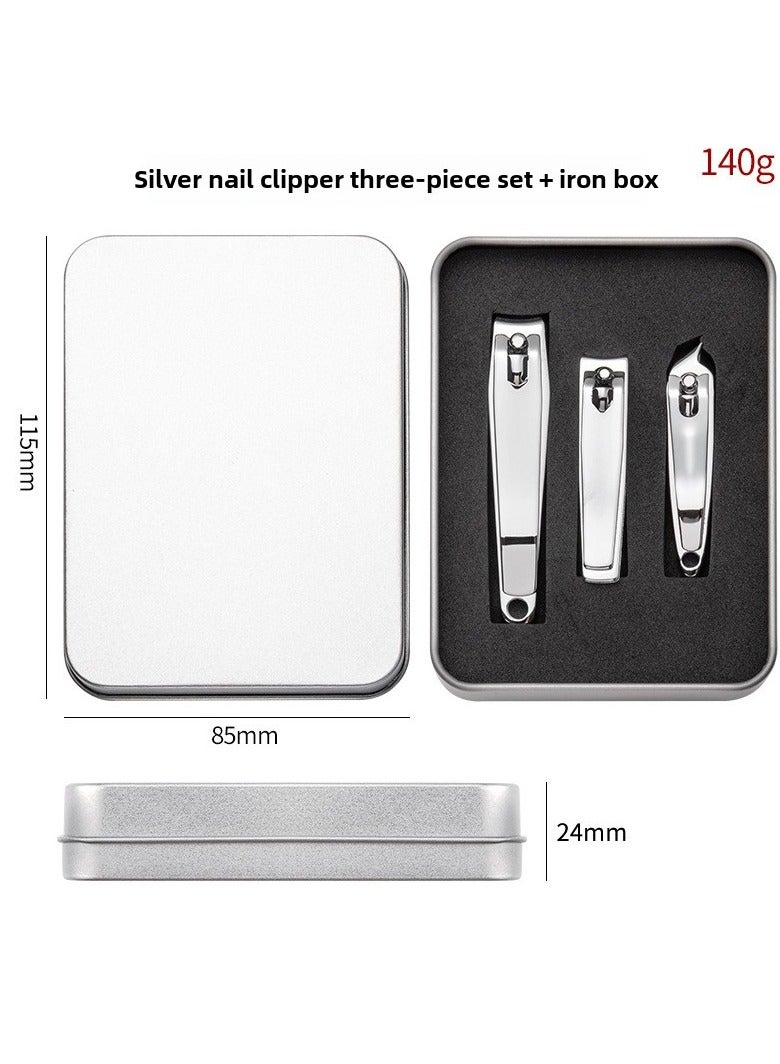يوكانبي طقم 3 قطع من مشكل الأظافر الفضي مع مقص أصابع القدم القابل للنقل – تصميم عصري، مقبض غير قابل للانزلاق، قبضة مريحة، أدوات أظافر من الفولاذ المقاوم للصدأ - Image 1