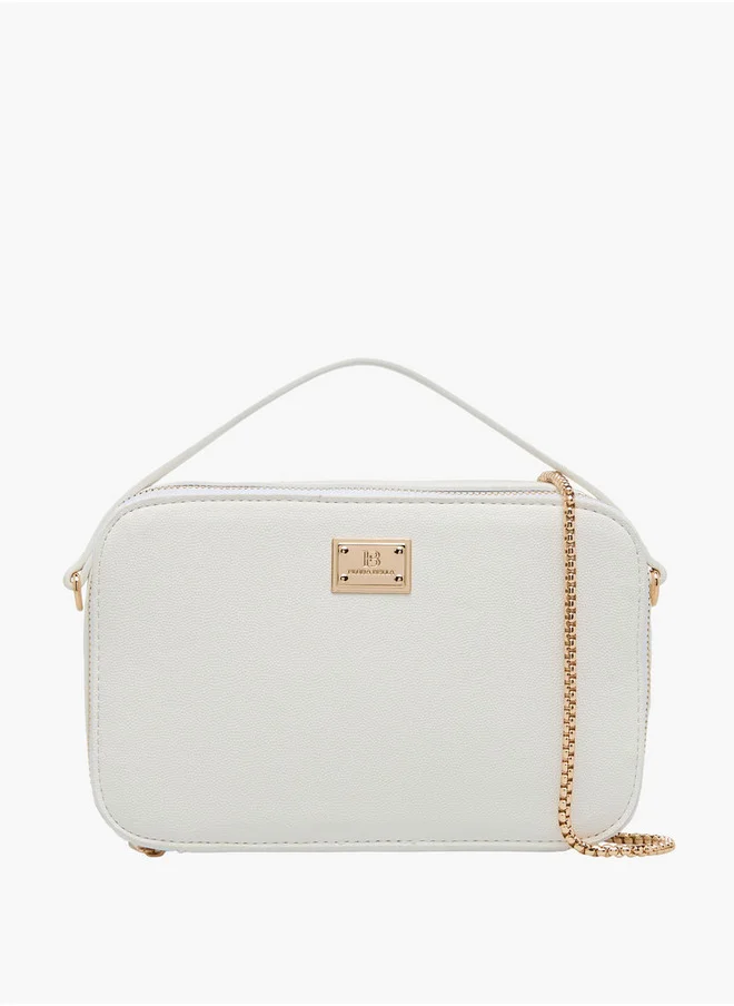 Flora Bella By Shoexpress Textured Crossbody Bag with Chain Strap and Zip Closure