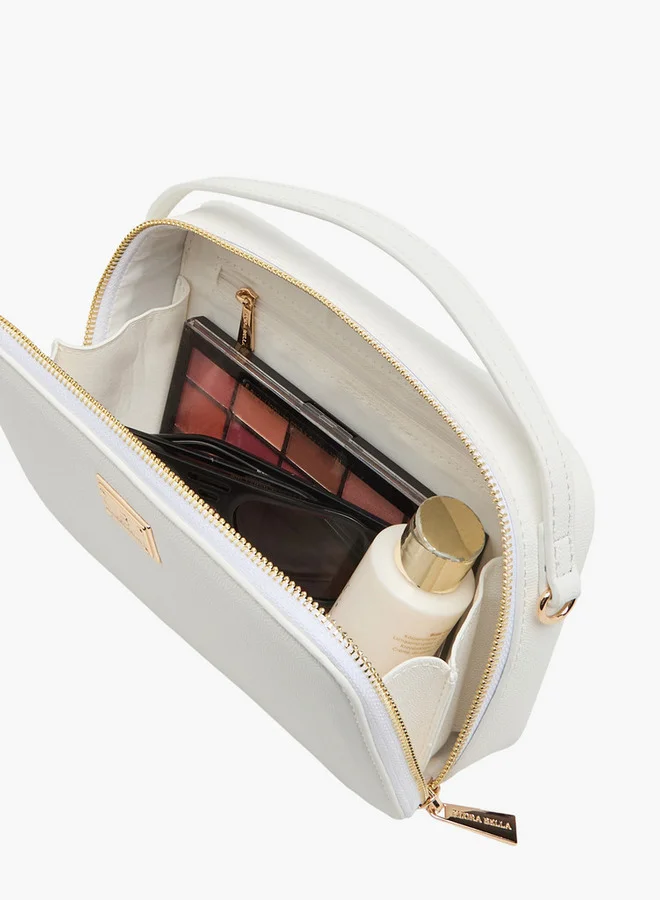 Flora Bella By Shoexpress Textured Crossbody Bag with Chain Strap and Zip Closure