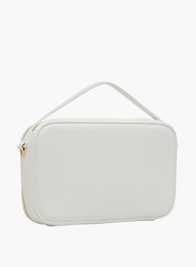 Flora Bella By Shoexpress Textured Crossbody Bag with Chain Strap and Zip Closure