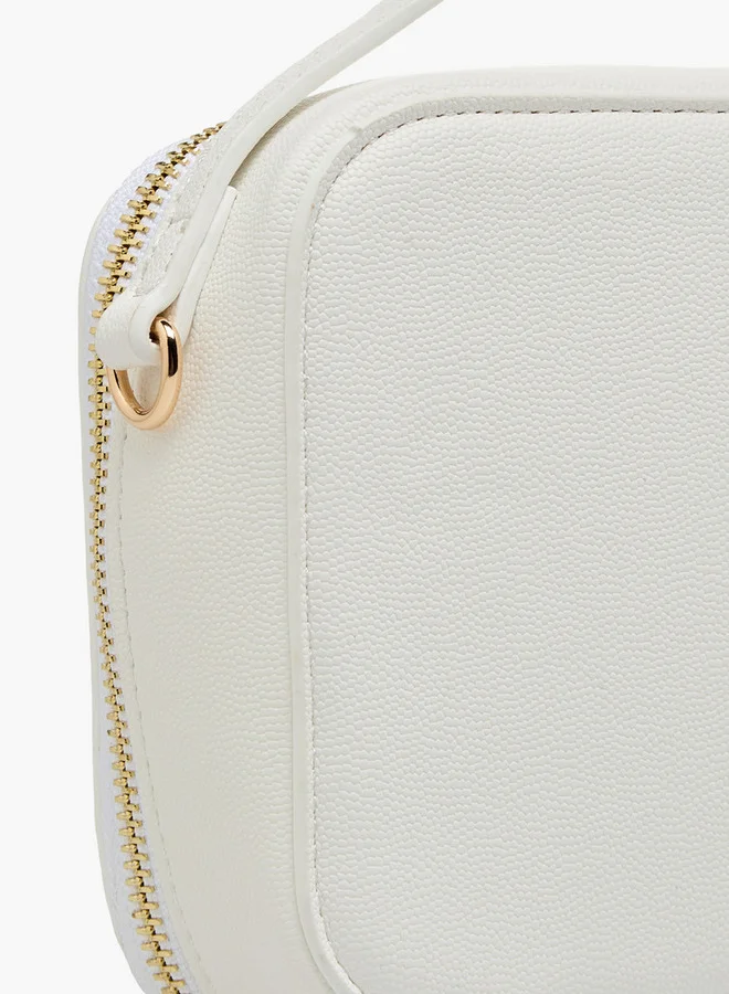 Flora Bella By Shoexpress Textured Crossbody Bag with Chain Strap and Zip Closure