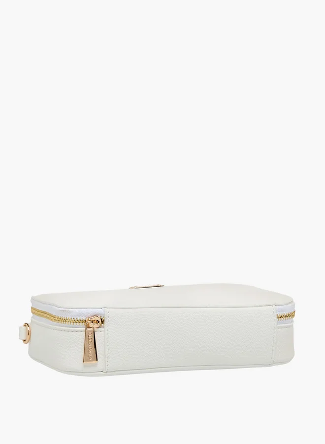 Flora Bella By Shoexpress Textured Crossbody Bag with Chain Strap and Zip Closure