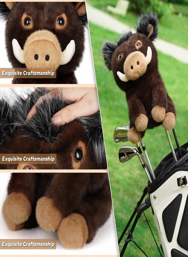 Big Crazy Driver Headcover, Wild Boar Plush Golf Head Covers, Design of Plush Animals, Soft Lining for Club Protection, Funny Golf Club Covers, Gift for Men and Women - Image 5