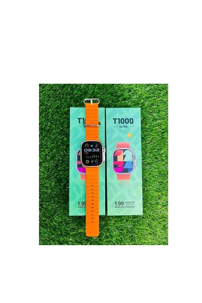 T1000 Ultra Smart Watch NFC Bluetooth Wireless Charging Sport Smart Watch (Orange)  - Image 1