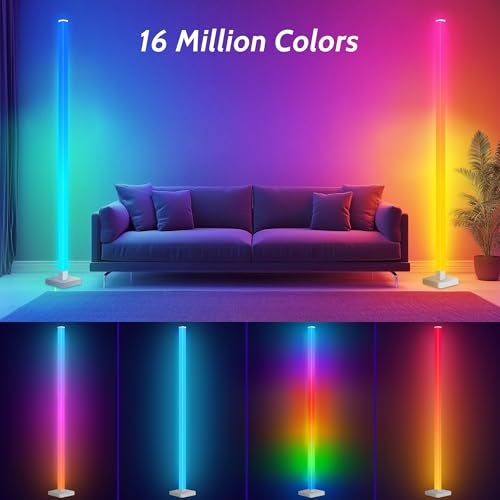 Flupuro ICRGB Corner Floor Lamp, DIY Floor Lamp with Music Sync and 16 Million Colors, Color Changing Standing Floor LED Lights for Bedroom Living Room Decor, Ambient Mood Lighting Gaming Accessories - Image 4
