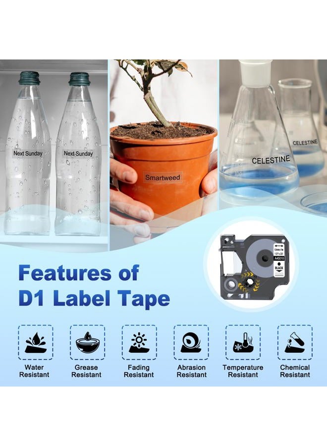 COLORWING شريط ملصقات DYMO D1 متوافق باللون الأسود على الشفاف بديل لملحقات ماكينة ملصقات DYMO مرجع 45010 S0720500، 1/2 بوصة × 23 قدم، عبوة 3 قطع - Image 3