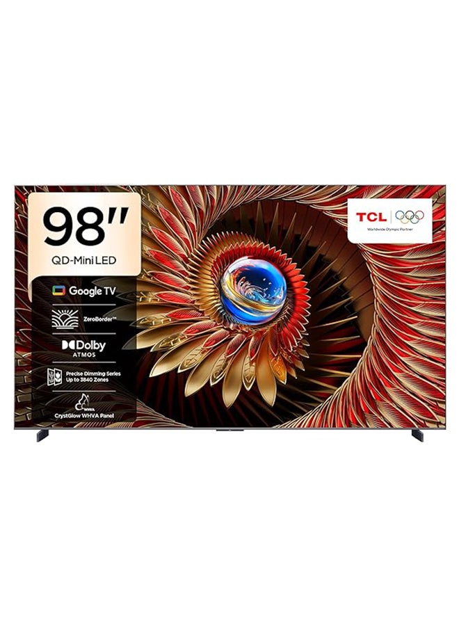 TCL Television 98 Inch Smart TV 4K QD-Mini LED Gaming Google TV, 144Hz Native Refresh Rate, Precise Dimming Series Up to 3840 Zones, CrystGlow WHVA Panel, HDR 5000 nits, ZeroBorder 98C8K (2025 Model) 98C8K black - Image 1