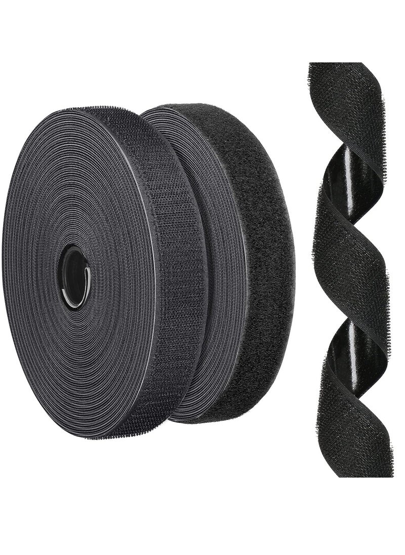 General Self Adhesive Hook and Loop Strips Tape Roll Black Heavy Double Sided Sticky Duty Industrial Strength Fastener Interlocking for Household Kitchen School Office Set of 2  - Image 1