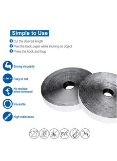 General Self Adhesive Hook and Loop Strips Tape Roll Black Heavy Double Sided Sticky Duty Industrial Strength Fastener Interlocking for Household Kitchen School Office Set of 2  - Image 4